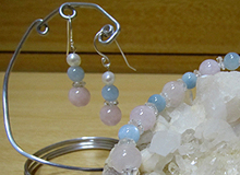 アクアマリンとモルガナイトのピアス＆ブレスレット