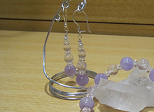 ラベンダーアメジストとローズクォーツのピアス＆ブレスレット